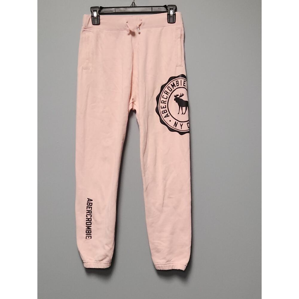 Abercrombie & Fitch Sweatpants Kids 11/12 PInk Logo Fleece NWOT Drawstring